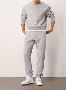 New Look 男士 运动长裤 翻边慢跑裤(灰色)