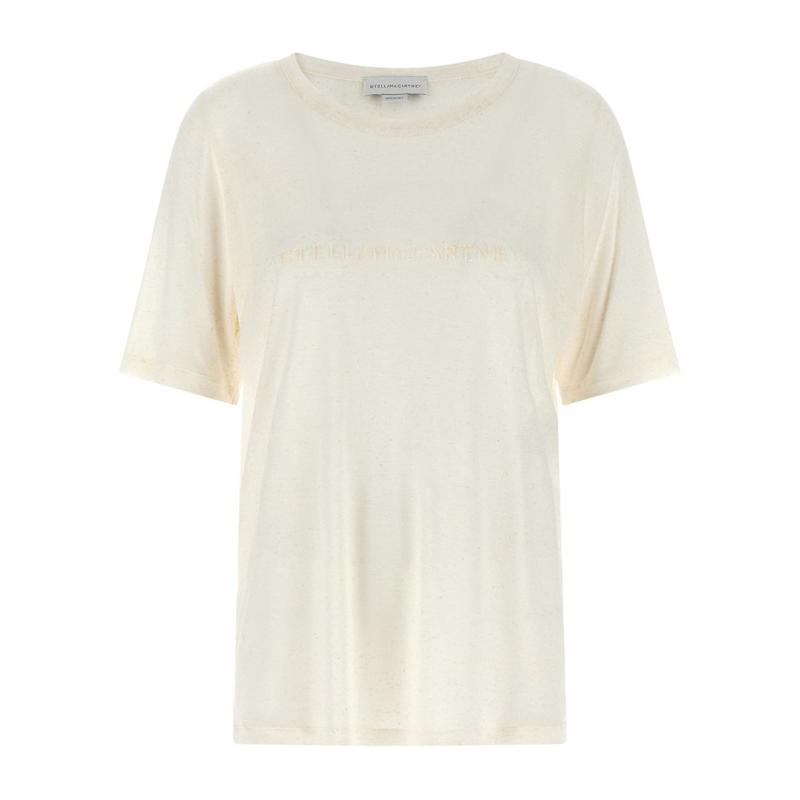 Stella Mccartney 女士 SS26 T恤 標誌綴飾圓領 T 卹