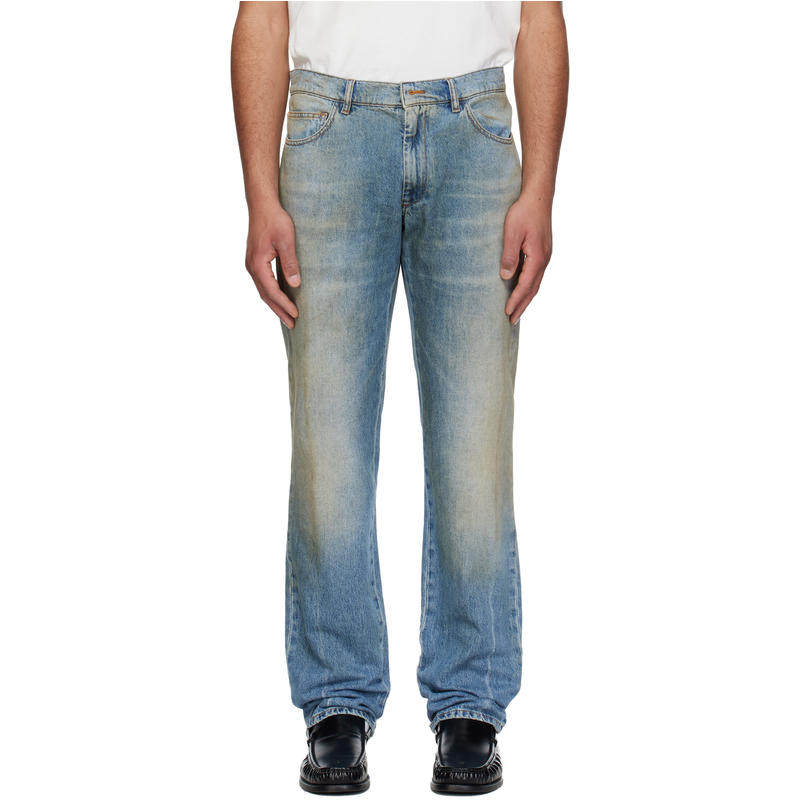 MM6 Maison Margiela 马吉拉MM6 男士 牛仔长裤 蓝色褪色牛仔裤