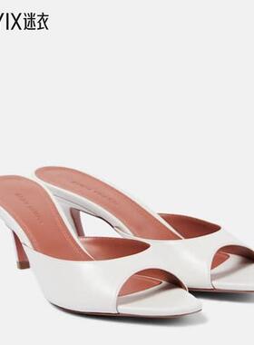 Amina Muaddi 女款Alexa 60 皮质凉拖 迷衣时尚