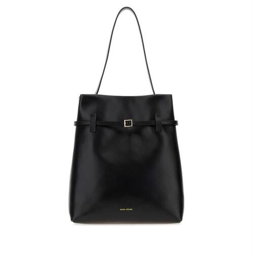 Manu Atelier 女士 FW26 手提包 黑色皮革购物包