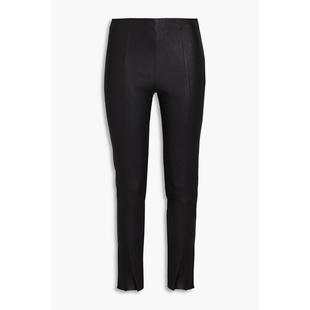 [断码特惠]Theory 女士高腰弹力显瘦九分皮裤打底裤