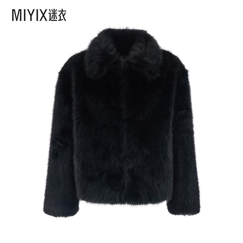 [秋冬新品]TONYWACK 男款黑色经典款领人造皮草男士夹克 迷衣时尚