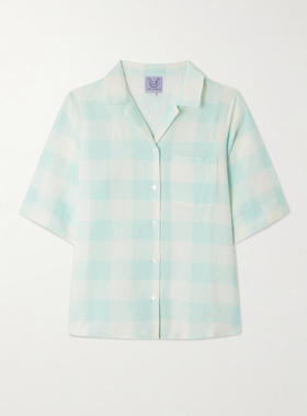 Thierry Colson 女士 衬衫 Zouk 格纹亚麻棉混纺衬衫