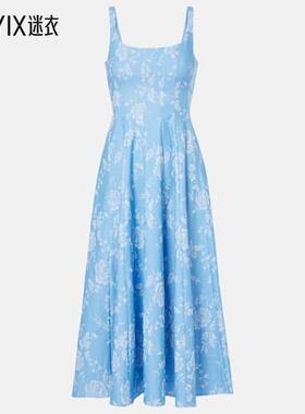 Staud 女款Wells 花朵褶裥束腰连衣裙 迷衣时尚