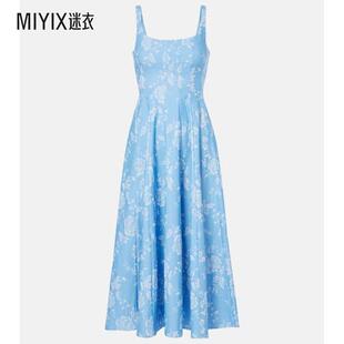 Staud 女款Wells 花朵褶裥束腰连衣裙 迷衣时尚