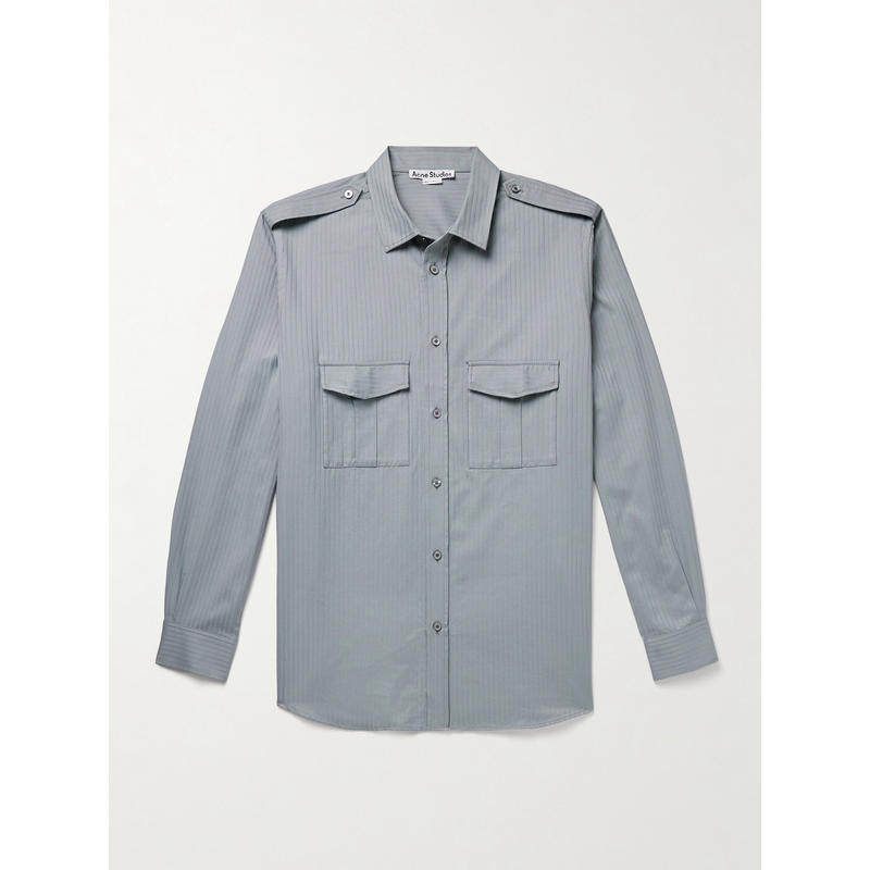 Acne Studios 男士 FW25 衬衫 Sarman 条纹棉质斜纹布衬衫