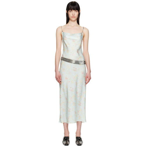 Rabanne 女士 中长连衣裙 蓝色 Double Satin Printed 连衣裙