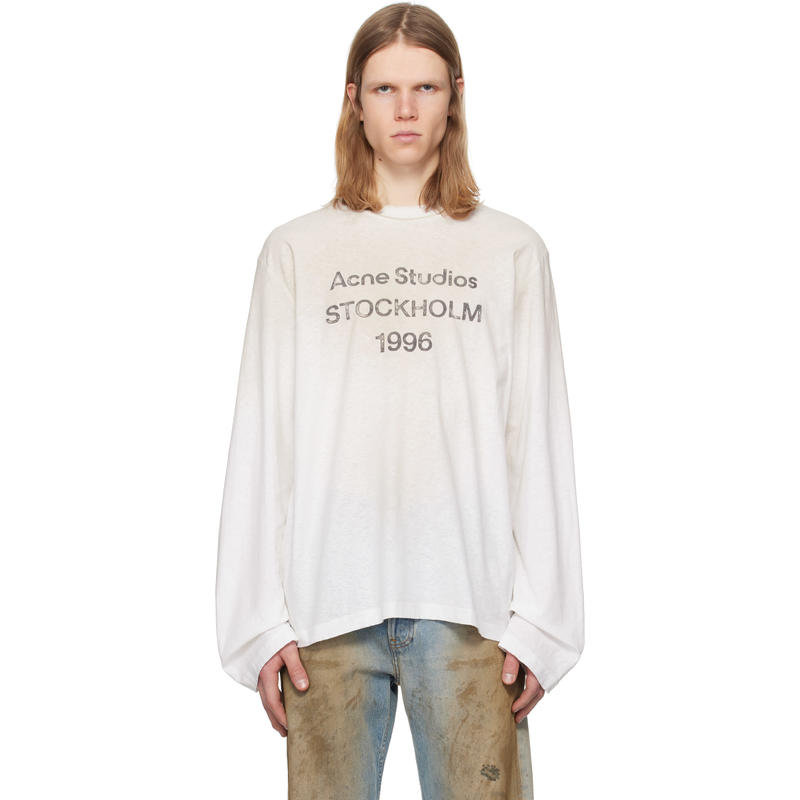 Acne Studios 男士 T恤 灰白色 Relaxed Fit Logo T 恤