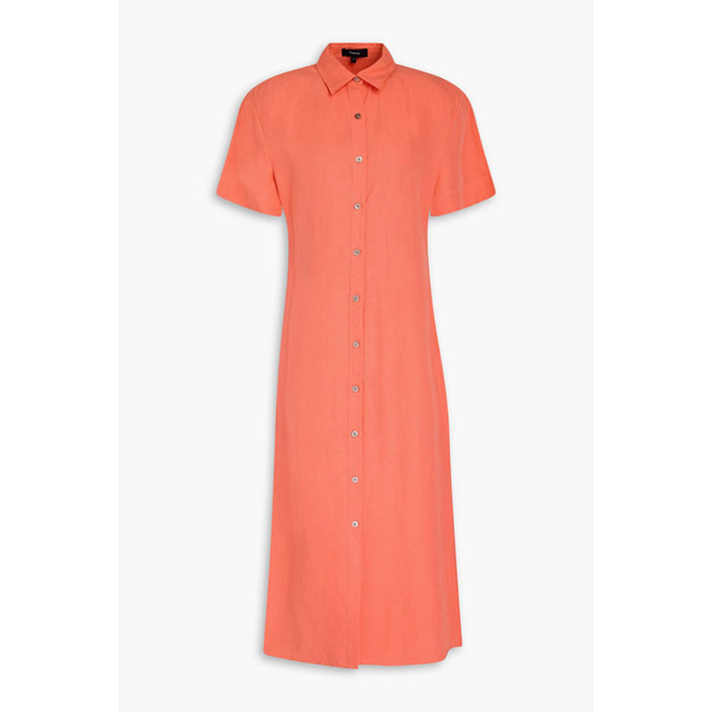 Theory 女士 中长连衣裙 亚麻中长衬衫式连衣裙