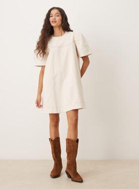 Ghospell 女士 短款连衣裙 Quincey 铆钉迷你米白色连衣裙