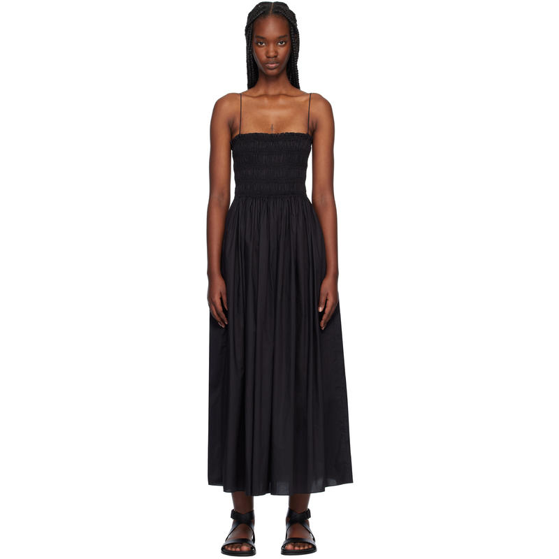Matteau 女士 中长连衣裙 黑色 Shirred Bodice 吊带裙