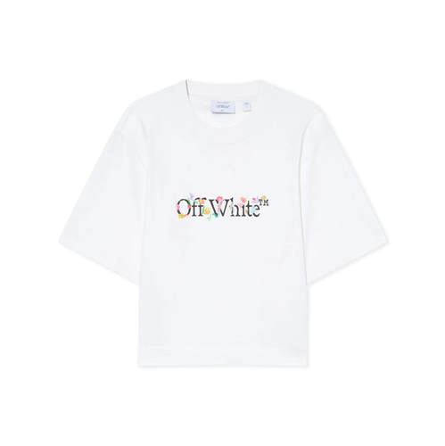 Off-White 女士 FW26 T恤 BOOKISH 白色棉质短款