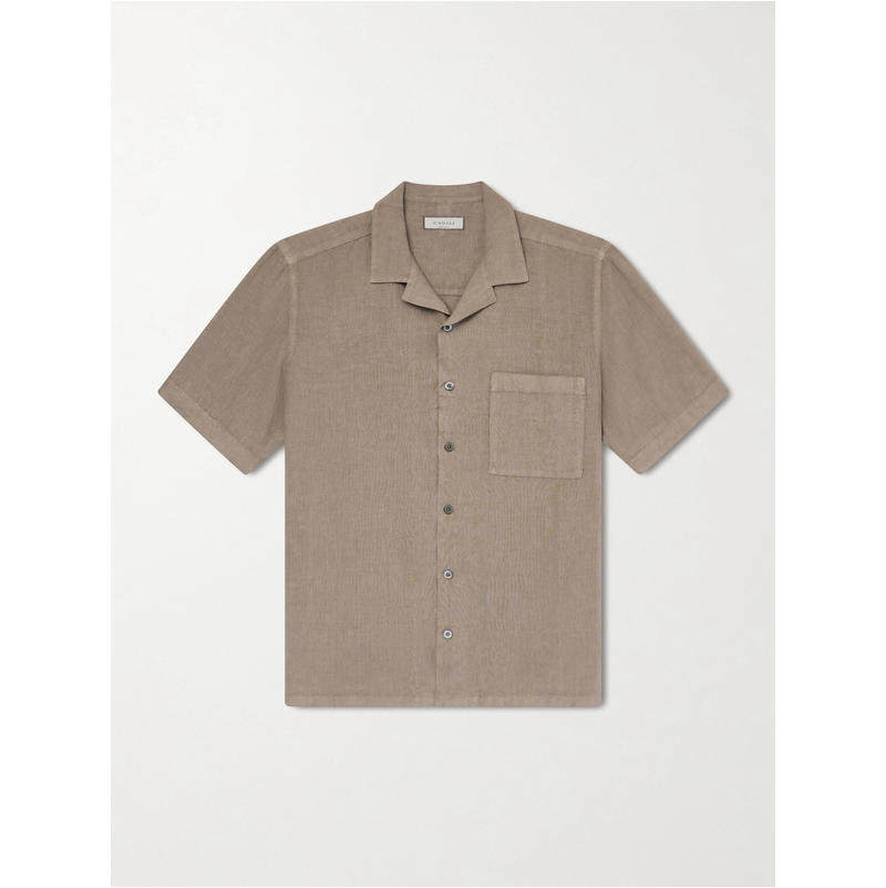 Canali 康钠丽 男士 FW26 衬衫 Camp-Collar 亚麻