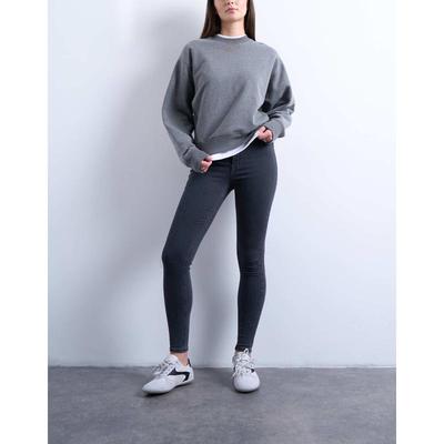 Topshop 女士 牛仔长裤 Hourglass Joni 紧身高腰水洗黑色牛仔裤