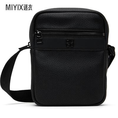 Hugo雨果博斯 男款黑色 Hardware Faux-Leather 斜挎包 迷衣时尚