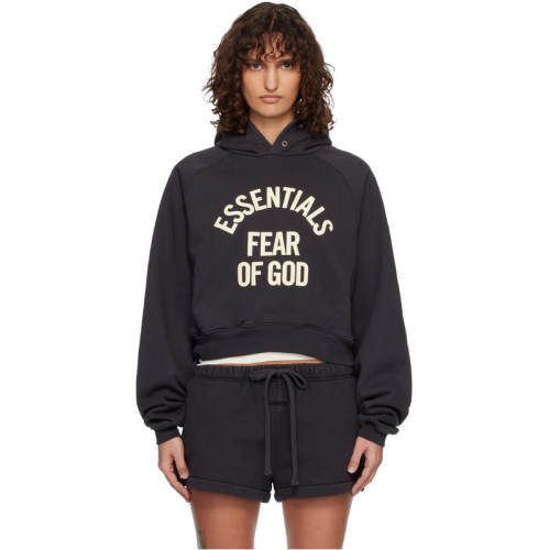 Essentials 女士 卫衣 黑色 Campus 90's Cropped Raglan 连帽衫