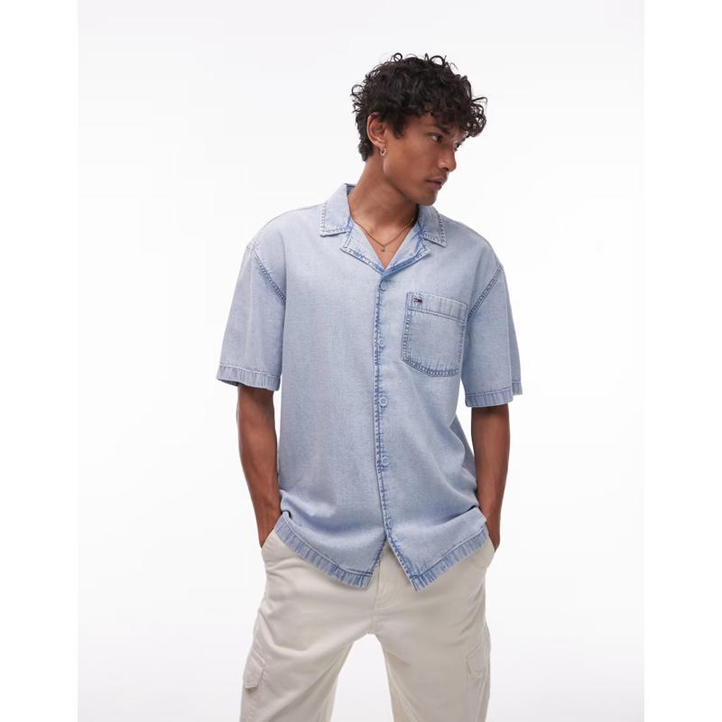 Tommy Hilfiger 男士 衬衫 Tommy Jeans bowler 浅水洗衬衫