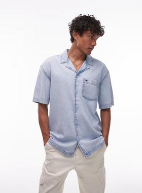 Tommy Hilfiger 男士 衬衫 Tommy Jeans bowler 浅水洗衬衫