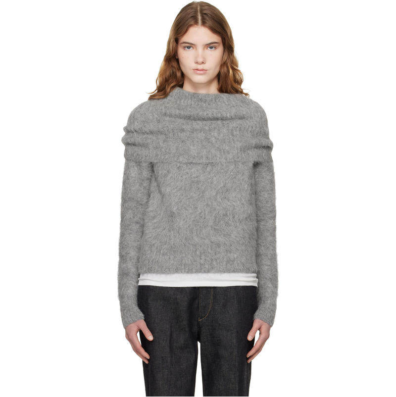 Totême 女士 毛衣 灰色 Funnel Alpaca-Blend Knit 高领