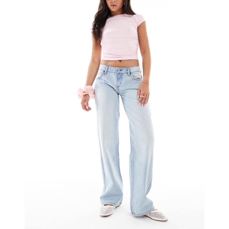 Cotton:on 女士 牛仔长裤 棉质低腰直筒蓝色牛仔裤(notion)