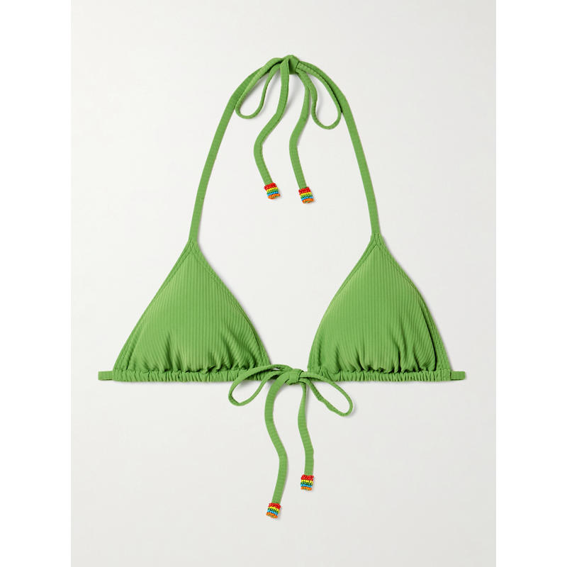 Staud 女士 比基尼 Lido 串珠精饰罗纹三角比基尼上装