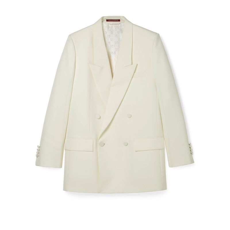 Gucci 男士 FW25 夹克 双排扣平纹巴拿马夹克