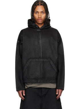 DET BLEV SENT 男士 卫衣 黑色 Waxed Denim 连帽衫