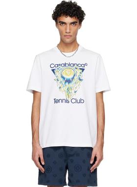 Casablanca 男士 T恤 白色 Tennis Club Icon T 恤