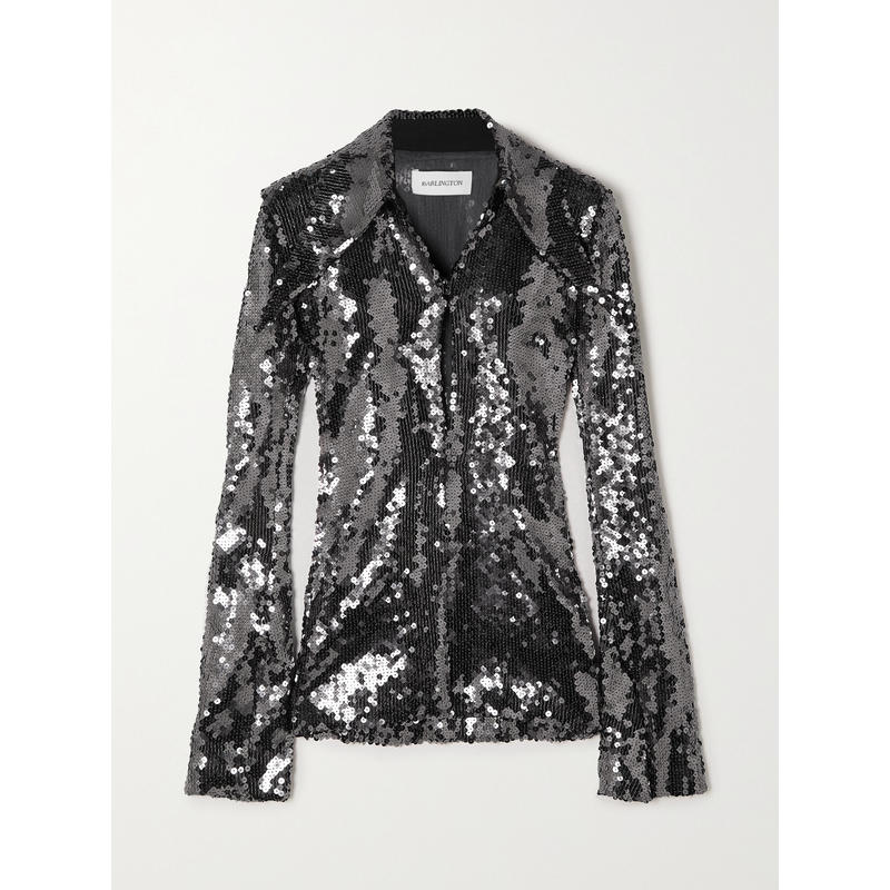 16Arlington 女士 衬衫 Opala 亮片弹力绢网衬衫