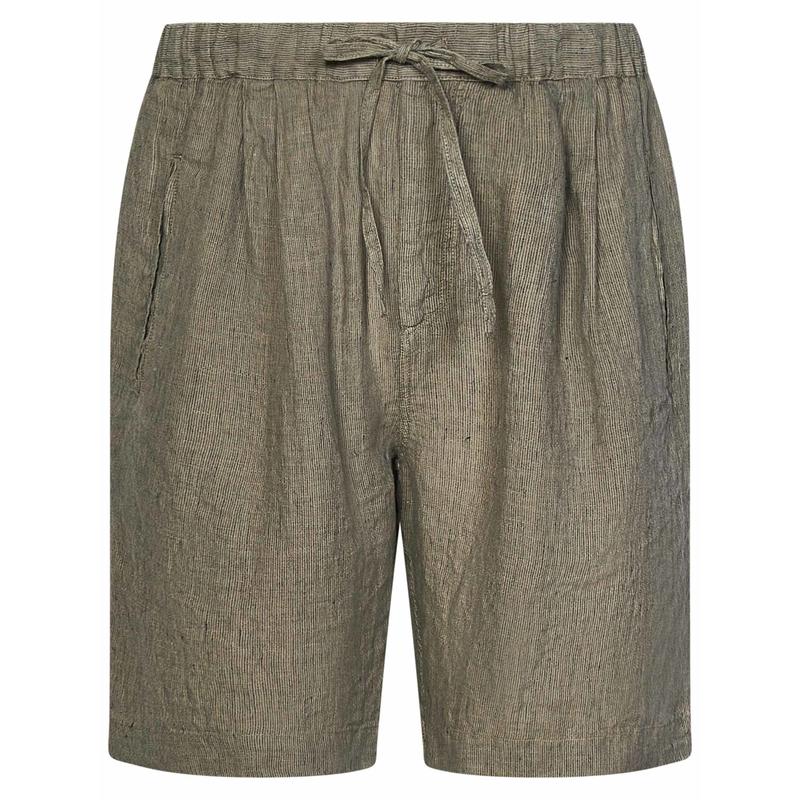 Massimo Alba 男士 FW25 短裤 Kevin 直筒褶裥亚麻抽绳短裤