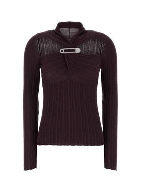 Giuseppe Di Morabito 女士 FW25 上衣 紫色羊毛混纺上衣