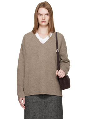 R2W 女士 毛衣 棕色 Cecily Cashmere Loose V-Neck 毛衣