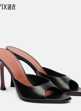 Amina Muaddi 女款Alexa 95 皮质凉拖 迷衣时尚