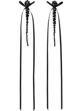 Simone Rocha 女士 耳环 黑色 Bow Ribbon Drip 耳坠