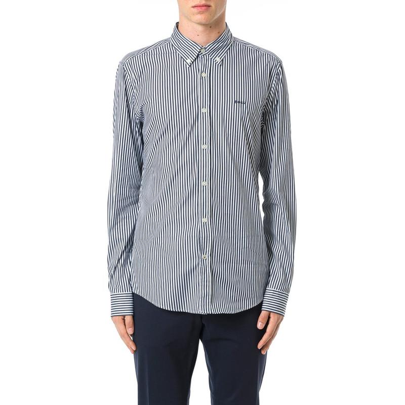 Hugo Boss 男士 FW25 衬衫 Boss 細條紋弧形下擺襯衫