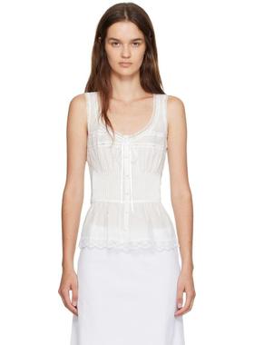 Danielle Guizio 女士 背心 白色 Lille Pintuck 上装