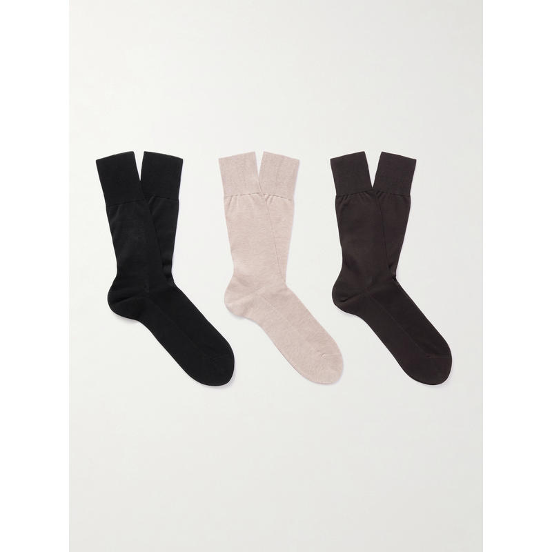 Falke 男士 袜子 No. 9 Fil d´Écosse 纯净3对装混纺棉袜子