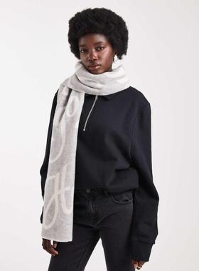 Hugo Red 女士 围巾 HUGO 红色徽标围巾(灰色)