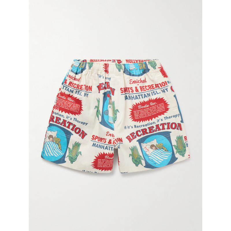 Bode 男士 SS25 短裤 Rec. Enrichment 直筒印花棉质斜纹布短裤,男装,短裤,淘宝优惠券,粉丝福利购,淘宝优惠卷