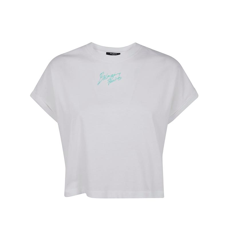 Balmain 女士 SS26 T恤 標誌刺繡短版 T 卹