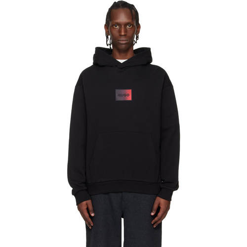 Hugo 雨果 男士 卫衣 黑色 Cotton-Terry Gradient Logo 连帽衫