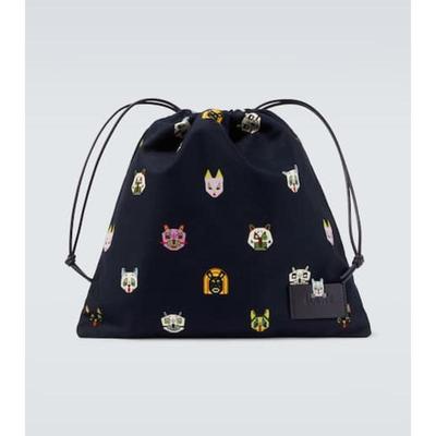 Loewe 男士 手拿包 x Louis Wain 皮革饰边棉小包