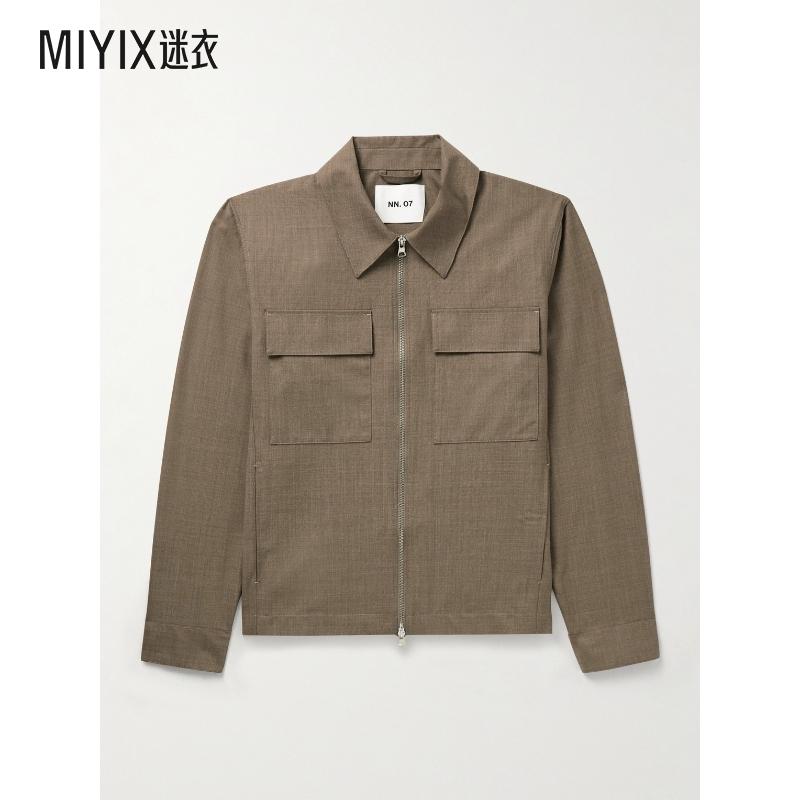 [秋冬新品]Nn07 男款Alban 1088 de Poudre 再生粒纹衬衫式衬衫