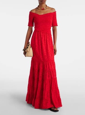 Poupette St Barth 女款Soledad 花朵棉质长款连衣裙 迷衣时尚