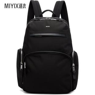 Way 黑色 Boss雨果博斯 Two Leather Trims Zip 男款 雙肩包 迷衣