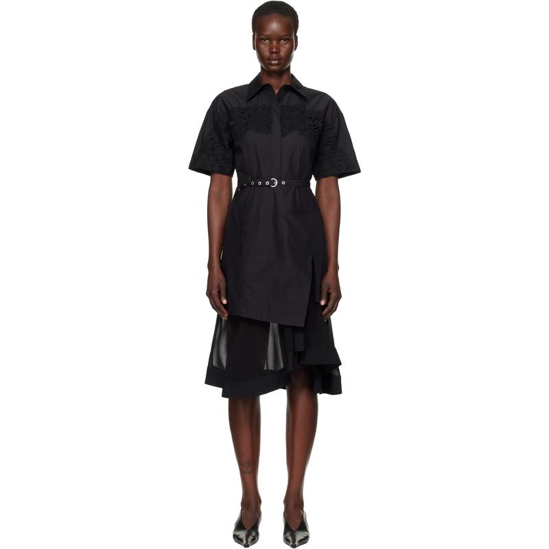 3.1 Phillip Lim 女士 中长连衣裙 黑色 Cascade Hem 连衣裙