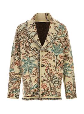 Alanui 男士 SS26 毛衣 Sketched By 刺绣羊毛混纺海滩针织开衫