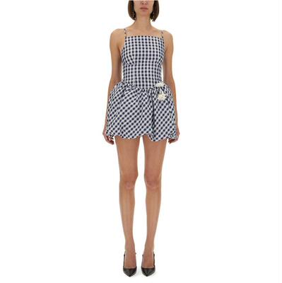 Self-Portrait 女士 FW25 短款连衣裙 棋盘格纹塔夫绸迷你连衣裙