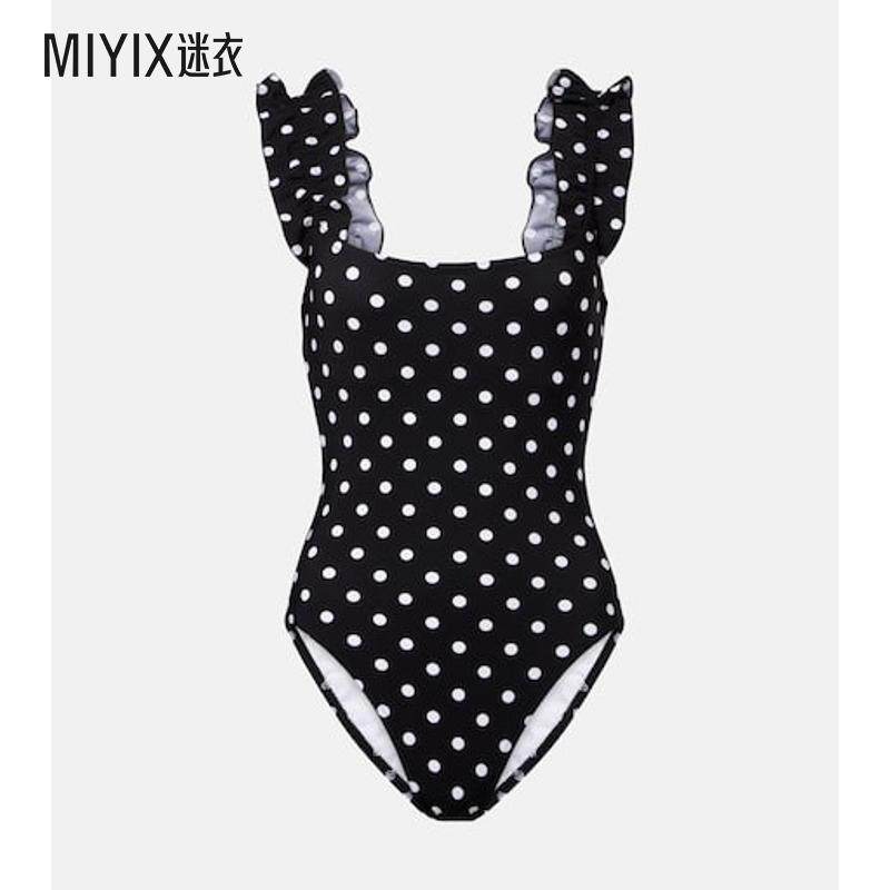 Karla Colletto 女款波尔卡圆点荷叶边泳衣 迷衣时尚